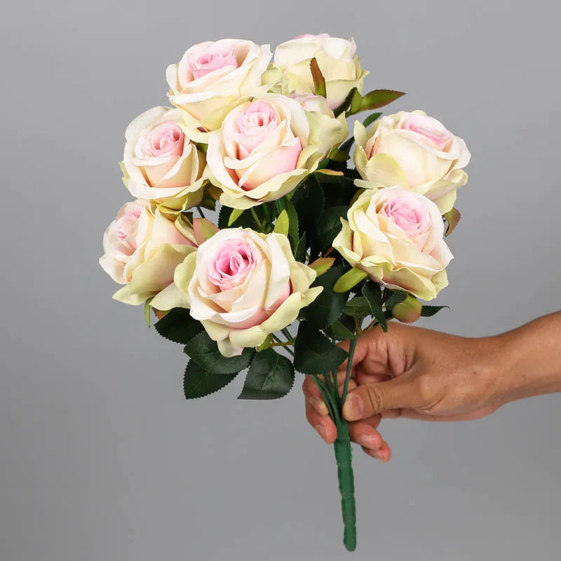 bouquet de roses artificielles en soie pour décoration intérieure