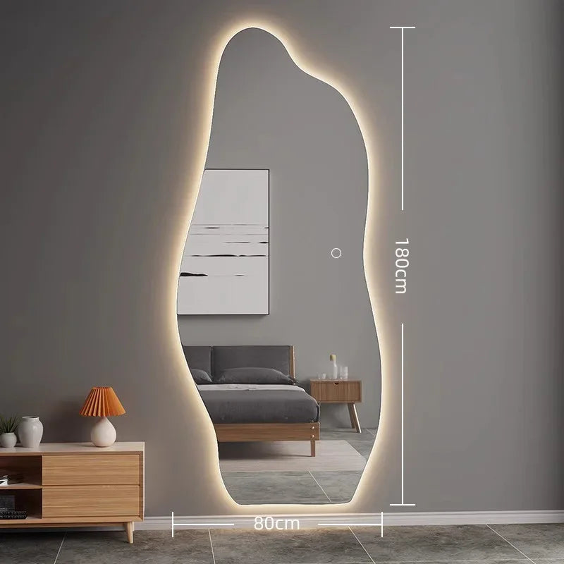 miroir lumineux décoratif style nordique irrégulier pour intérieur élégant