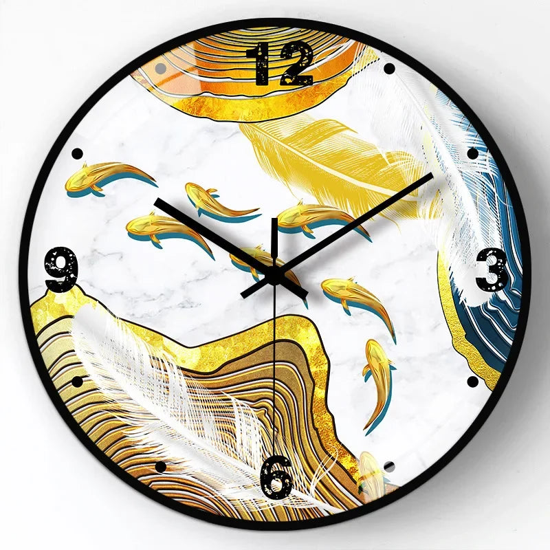 horloge murale en verre design moderne style chinois créatif et muet