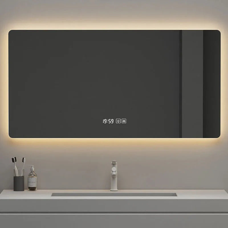 miroir intelligent rectangulaire à écran tactile avec éclairage led