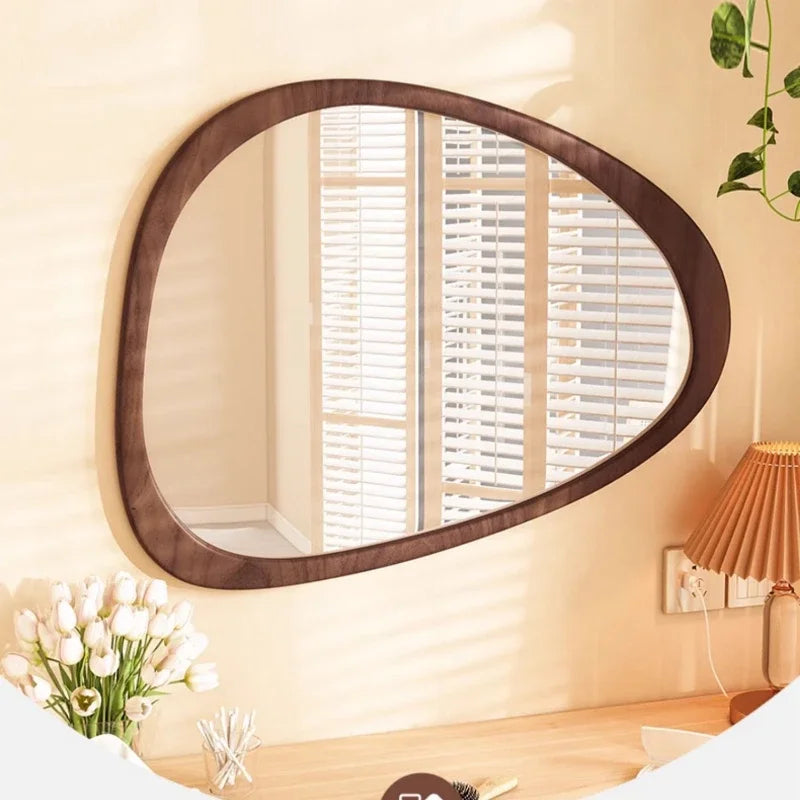 miroir mural en bois du milieu du siècle tendance réfléchissant HD