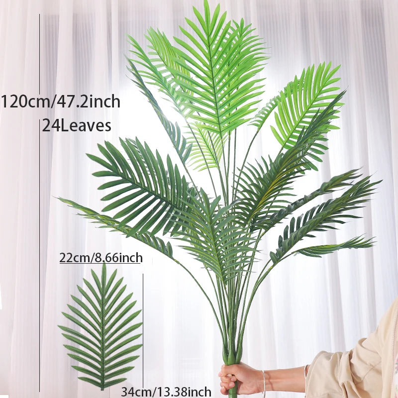 palmier artificiel en plastique avec feuilles de monstera pour jardin