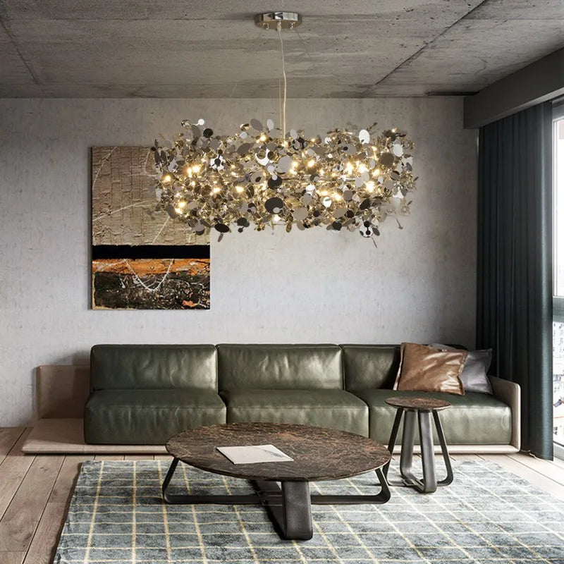 lustre en acier inoxydable post-moderne peu profond luxe