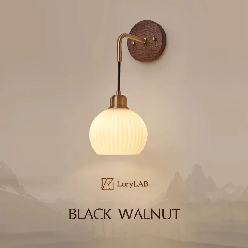 Walnut Wood Wall light, Wabi-sabi Modern style, Wall Sconces for Bedroom, Living, Corridor, Aisle balcony, Entrance Hall