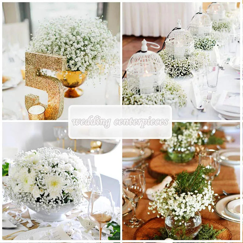 lot de fleurs artificielles gypsophile et eucalyptus pour décoration mariage