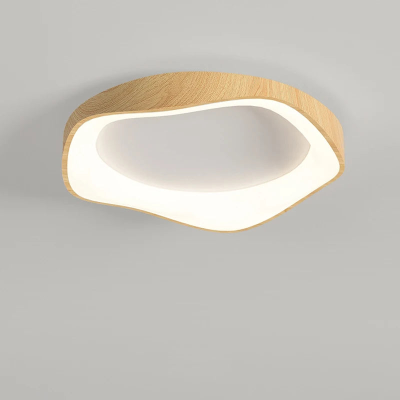 lampe led circulaire simple grain de bois éclairage intérieur moderne