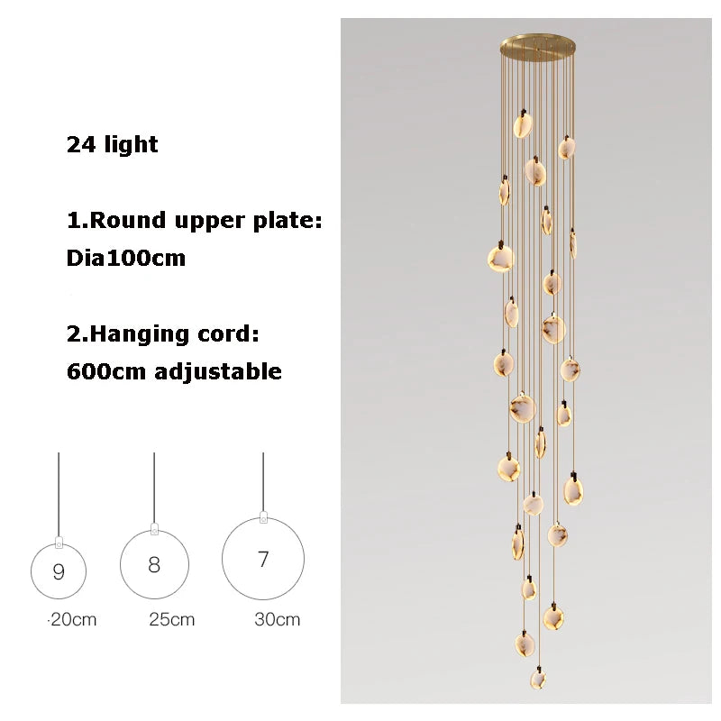 lustre design en marbre doré avec éclairage led tendance 2024