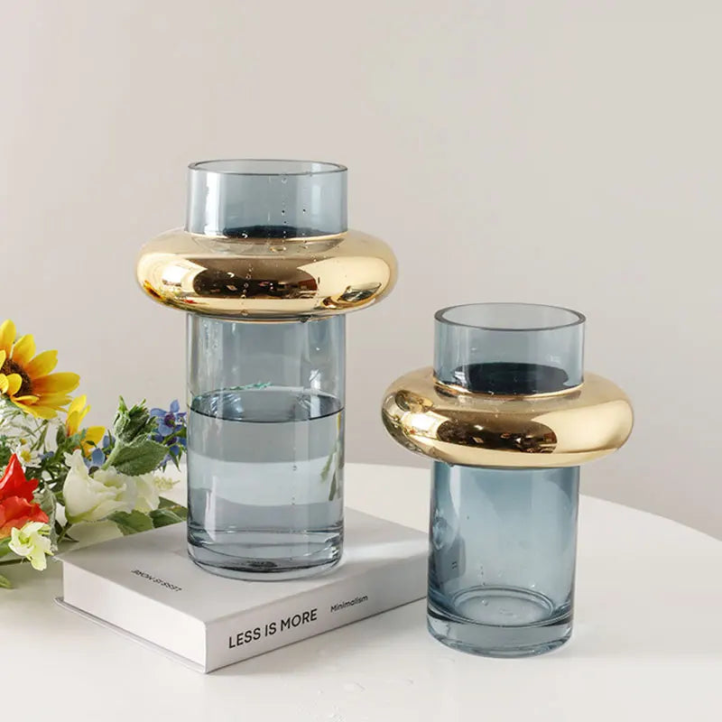 vase en verre doré nordique pour fleurs hydroponiques décoration intérieure