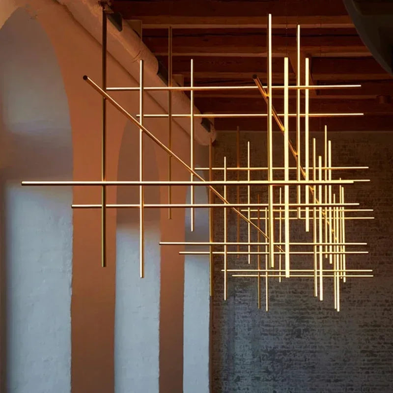 lustre tubulaire design italien suspension à led décorative