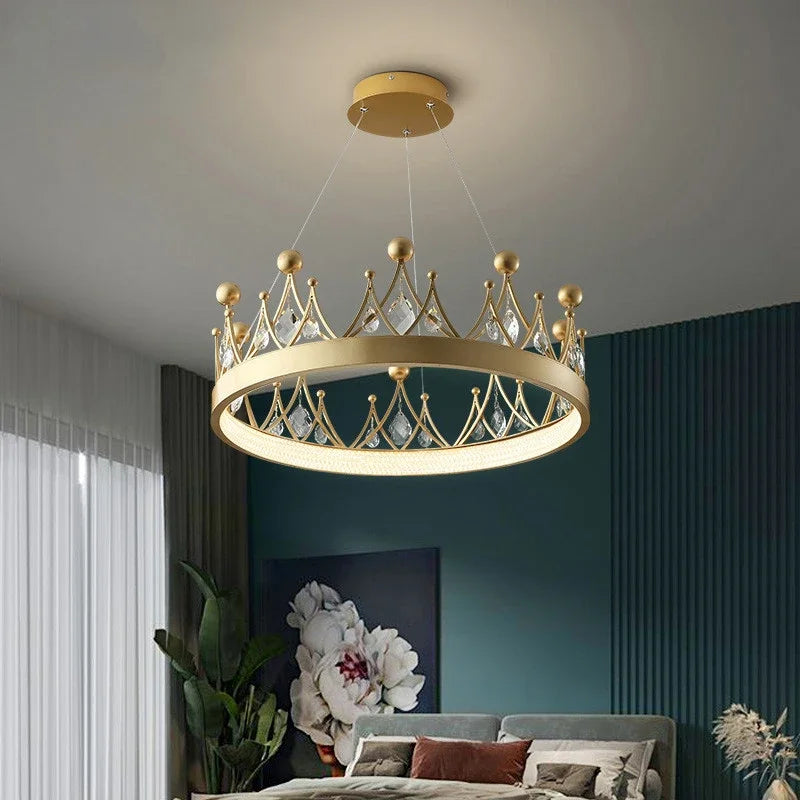 2024 Simple bedroom lamp children's room living room light luxury crown crystal chandelier  pendant lights  room decor