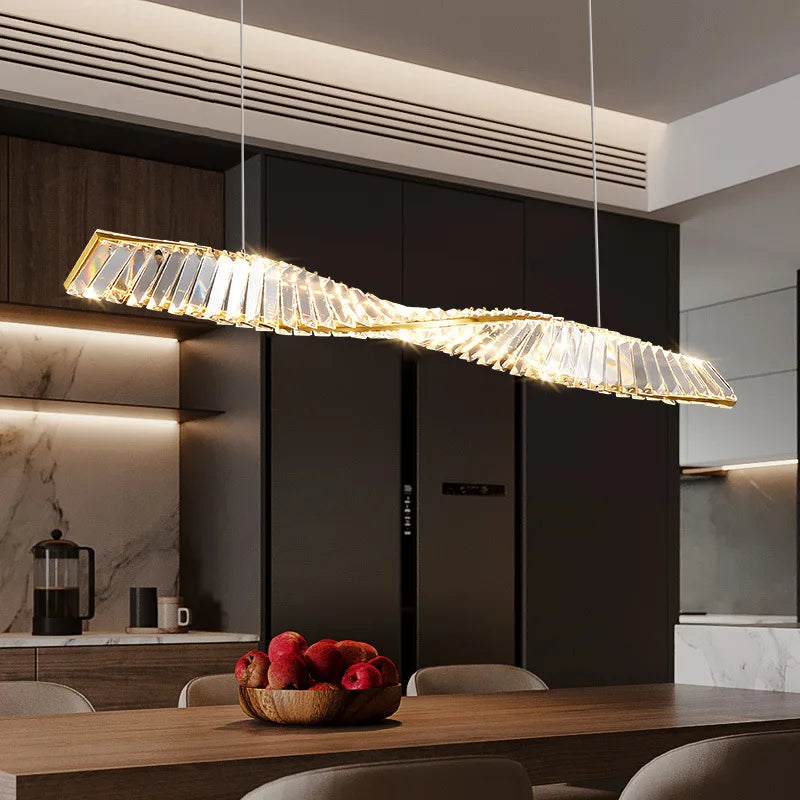 lustre en cristal doré design postmodernes avec éclairage led