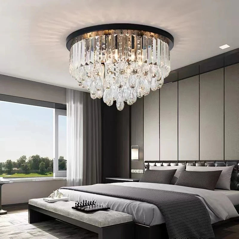 lustre led dimmable en cristal de style vintage luxueux