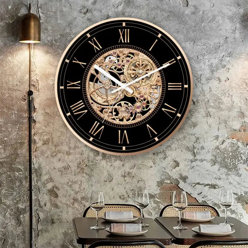 horloge murale rétro silencieuse à quartz pour restaurant américain