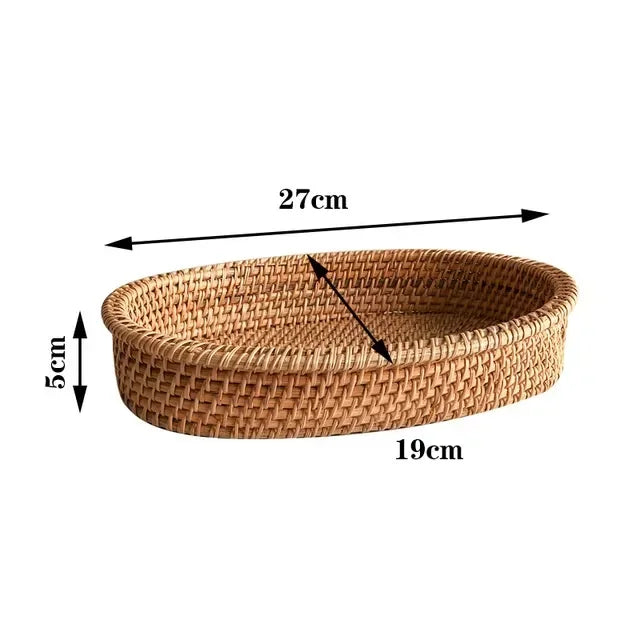 panier rond en rotin tressé pour fruits et collations