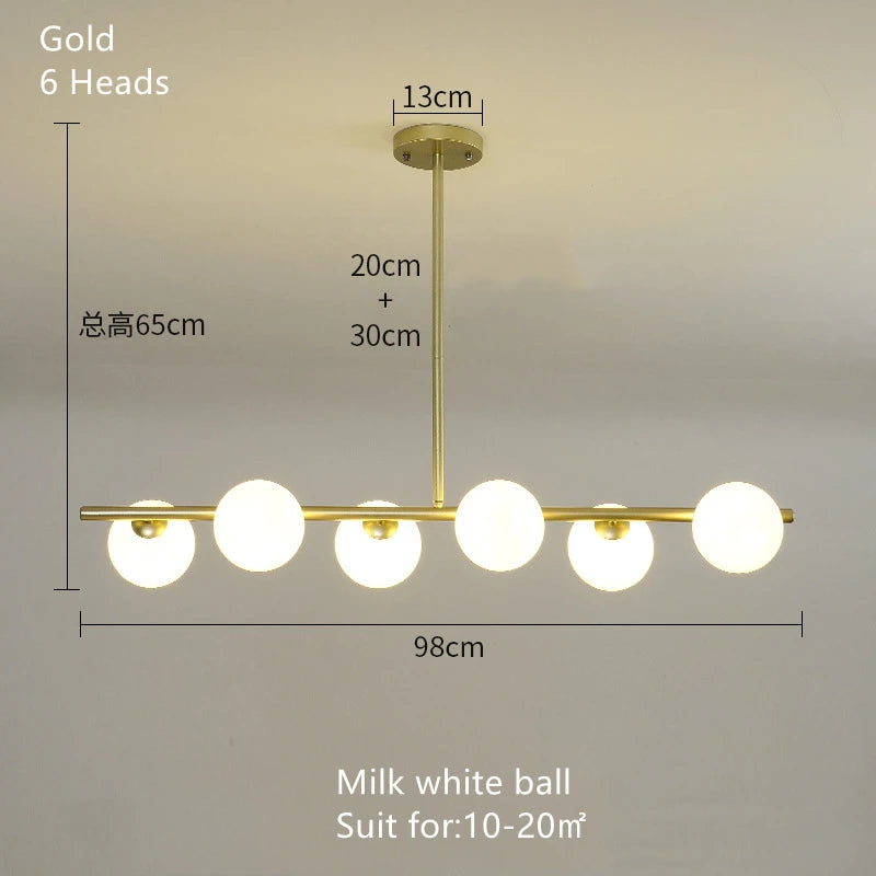 lustre nordique en verre pour éclairage intérieur moderne