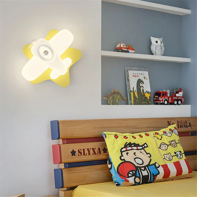 applique murale led en forme d'avion ou d'étoile pour enfants