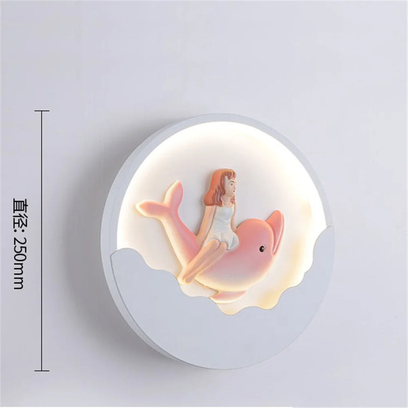 applique murale ronde led ours et lapin pour enfants