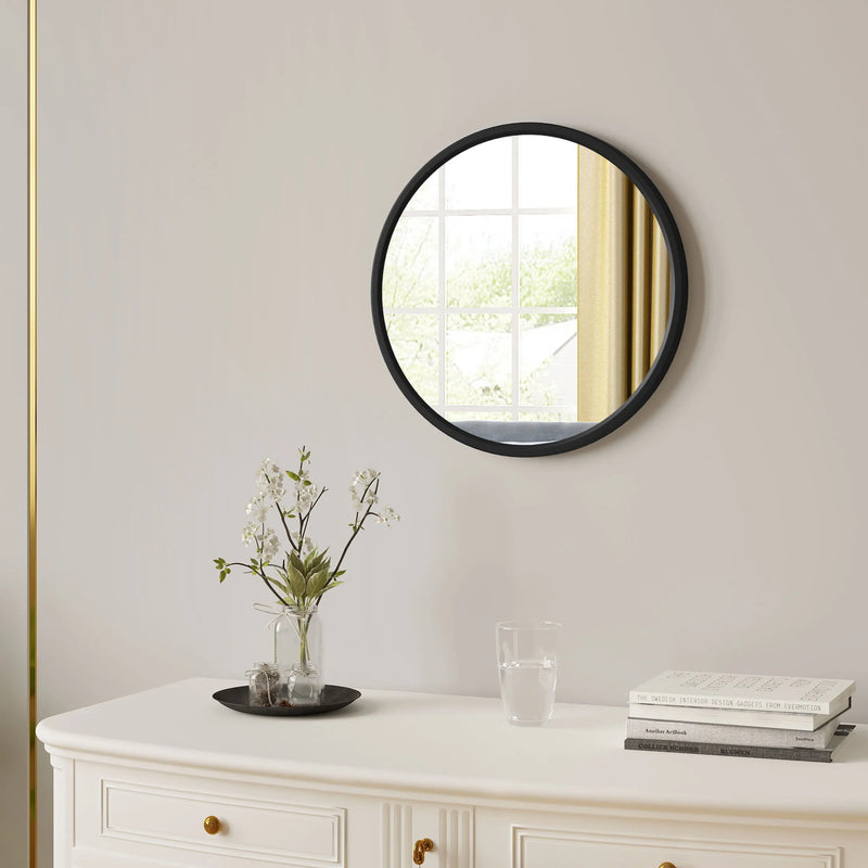 miroir suspendu rond moderne avec cadre en métal doré décoratif