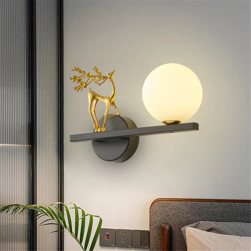 applique murale led cerf doré pour décoration artistique intérieure