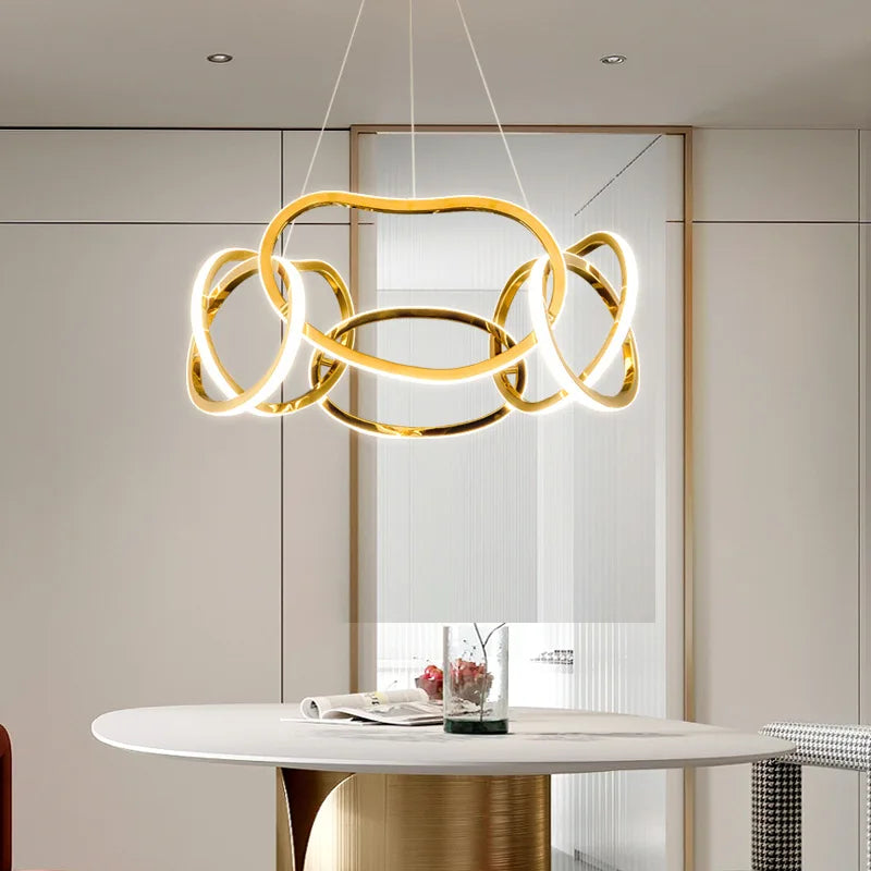 lustre moderne 	 avec lampes led suspendues en silicone