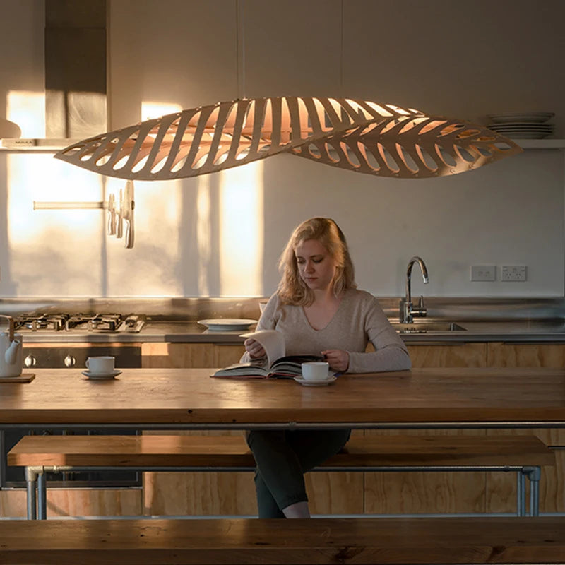 lustre en bois wabi sabi nordique minimaliste pour restaurant bar