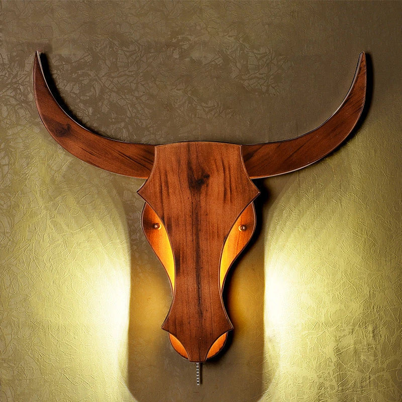 "applique murale led style animal vache en bois vintage moderne"