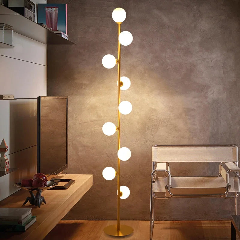 lampadaire moderne en verre doré pour décoration intérieure nordique