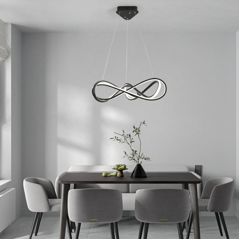 suspension design moderne avec télécommande et courbes élégantes