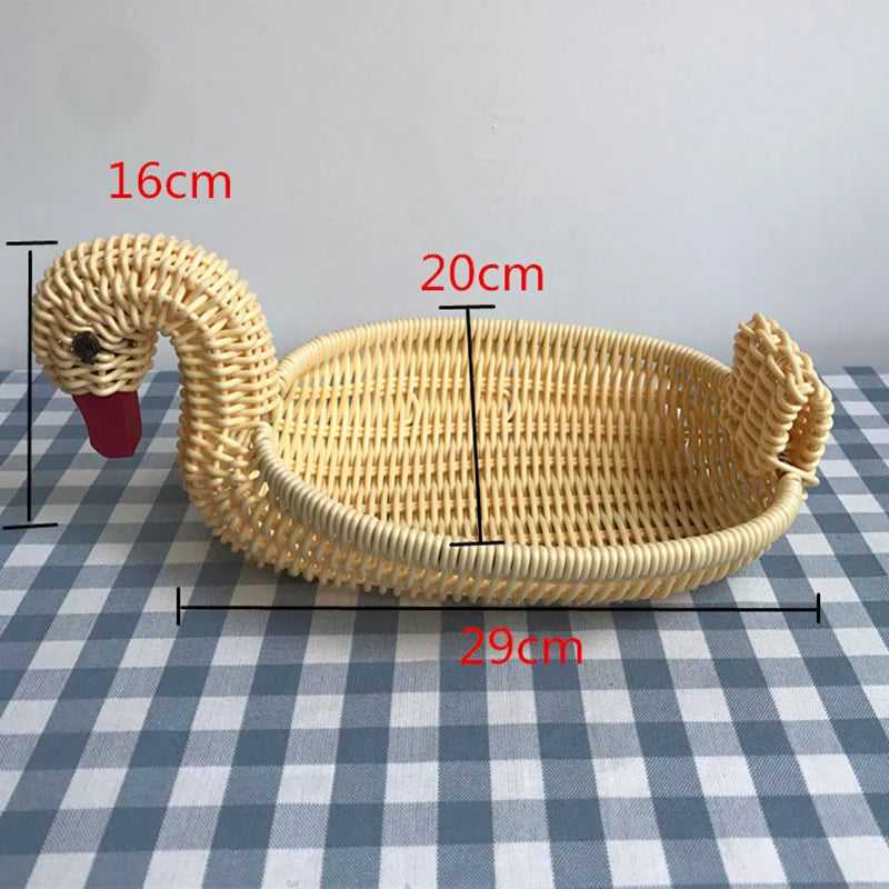 panier de rangement en rotin tissé style animal fait main