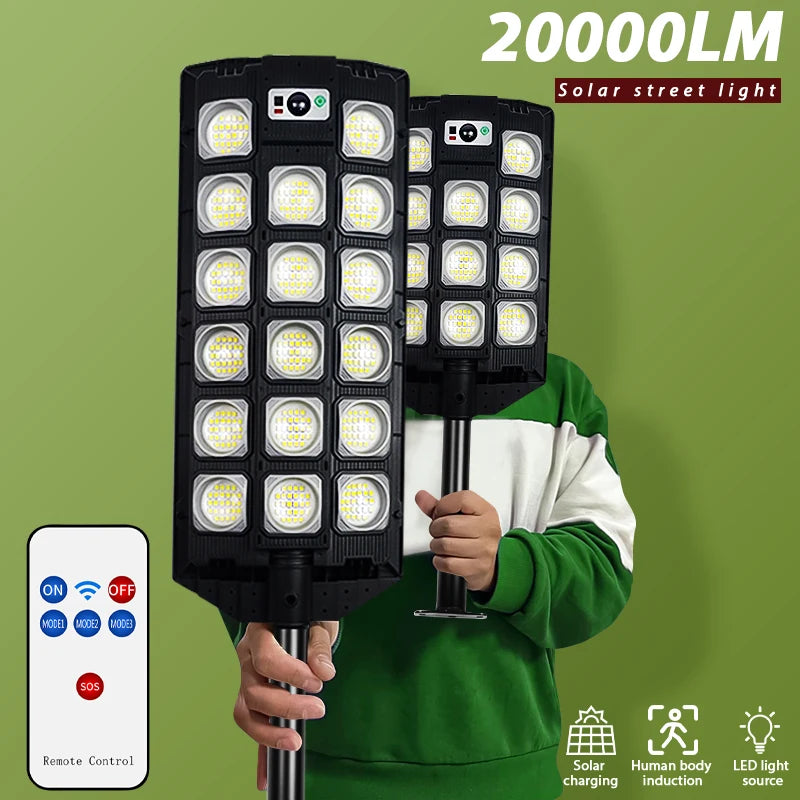 lampadaire solaire 600000 lumens avec capteur de mouvement étanche