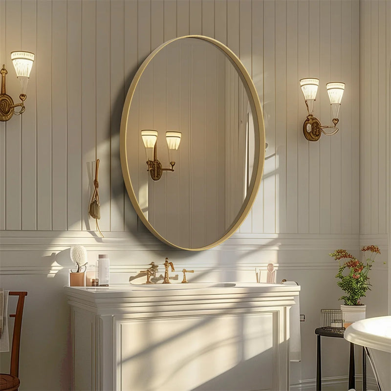 miroir doré brossé avec cadre en métal décoratif