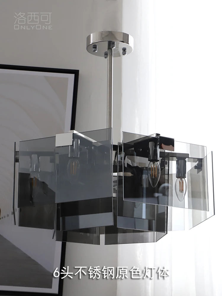 Nordic Minimalist Glass Chandelier with Black Creative Living Room  Bedroom, Dining Room, Italian Lighting Fixtures