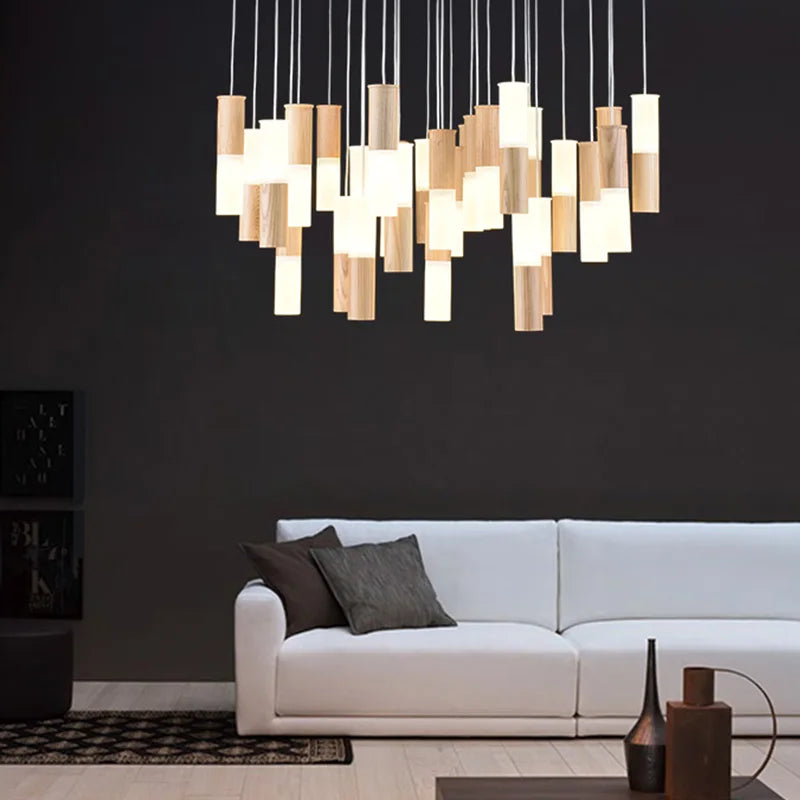 lustre en bois moderne pour éclairage intérieur design