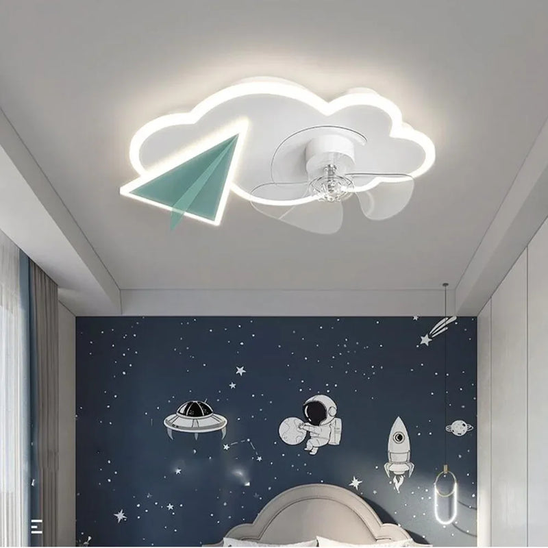 plafonnier ventilateur avec lumières design avion télécommande pour enfants