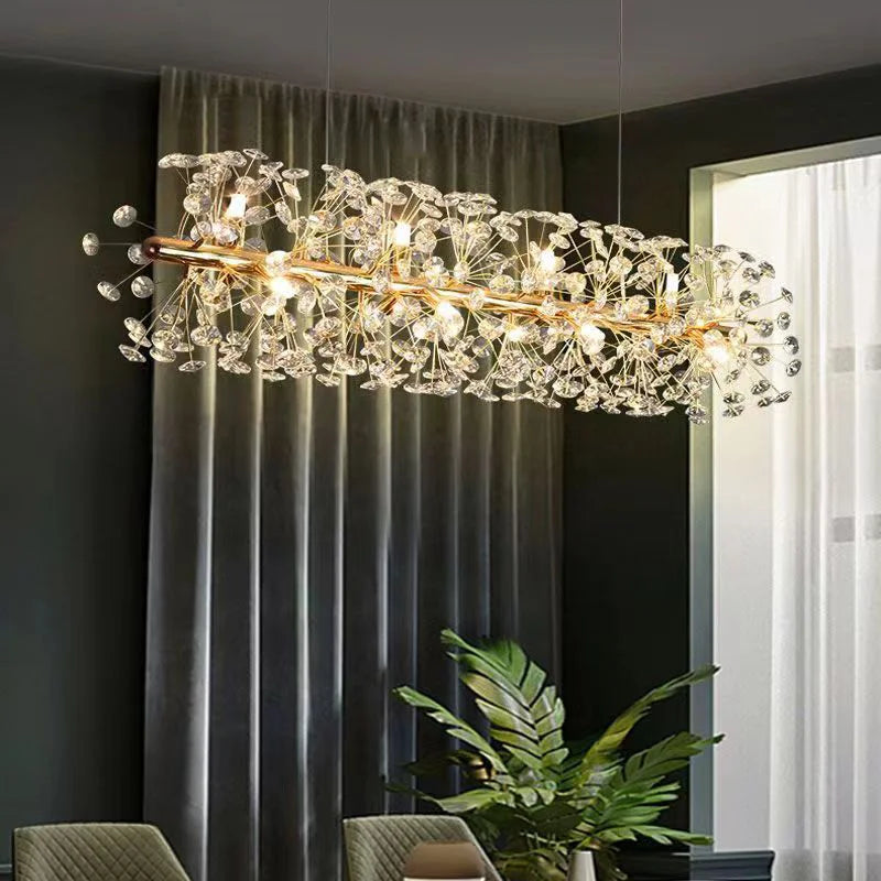 lustre led suspendu en cristal design moderne décoratif luxe 2024