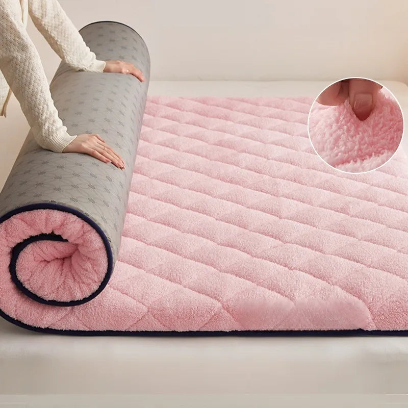 matelas pliant épaissi en velours pour dortoir ou chambre