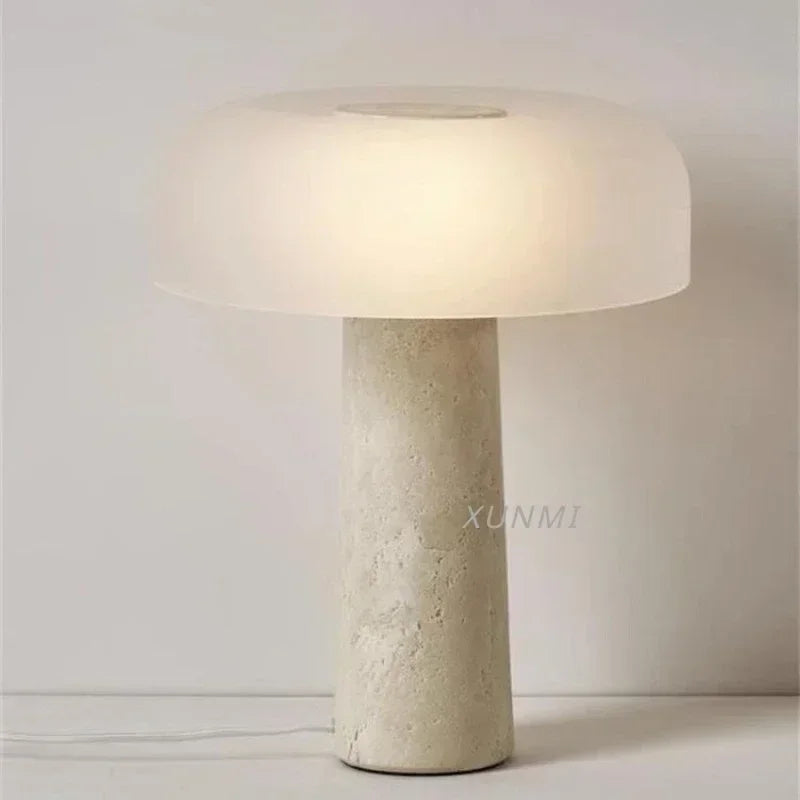 lampe à poser en travertin naturel design créatif champignon décoratif