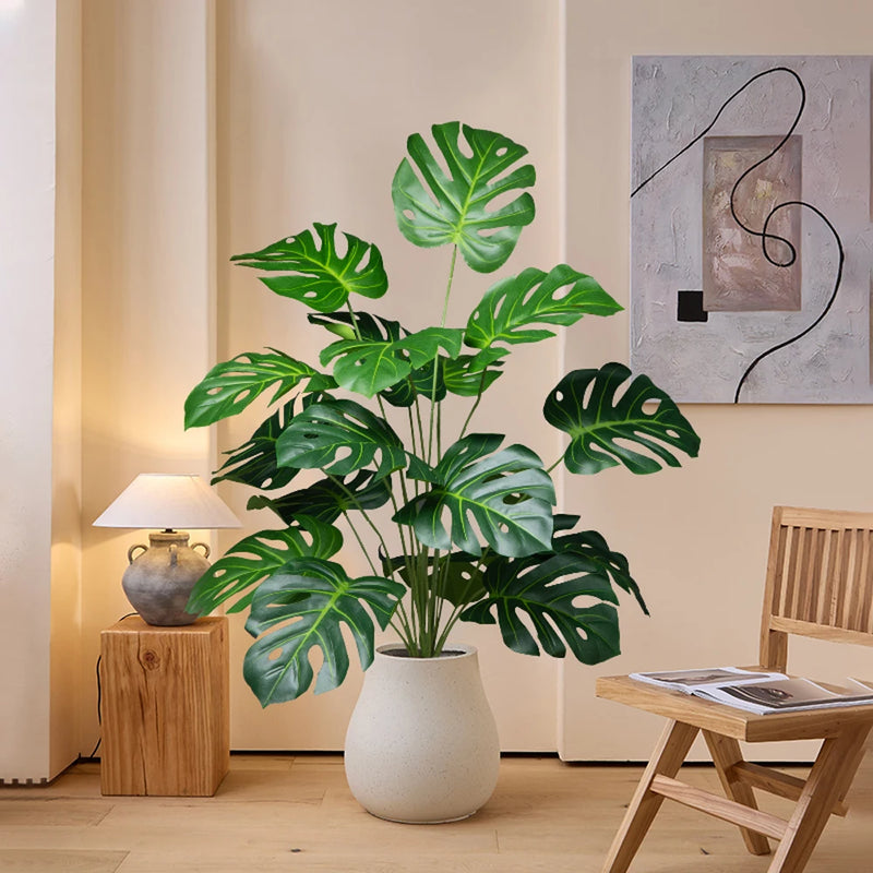 palmier artificiel 18 feuilles grandes plantes monstera décoratif pour intérieur