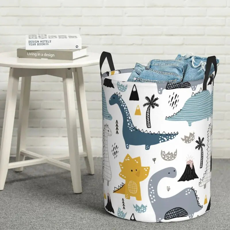 panier à linge en tissu oxford motif dinosaures pour rangement et décoration