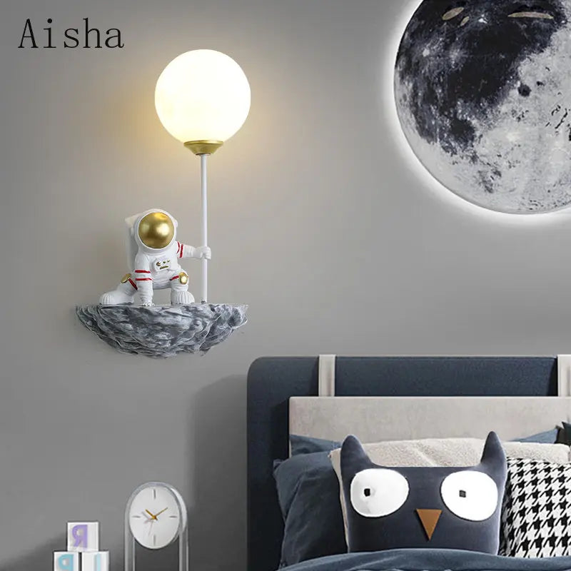 applique murale dessin animé astronaute lampe led pour enfants