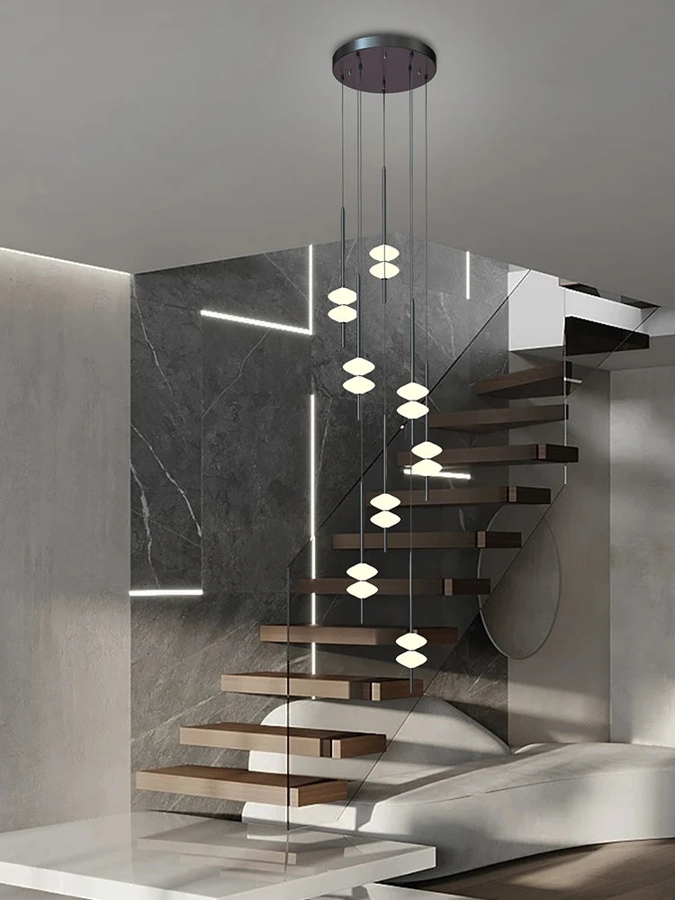 Nordic Staircase Long Chandelier Villa Duplex Chandelier Modern Light Luxury Conical Acrylic Design, 2023 New Pendant Light