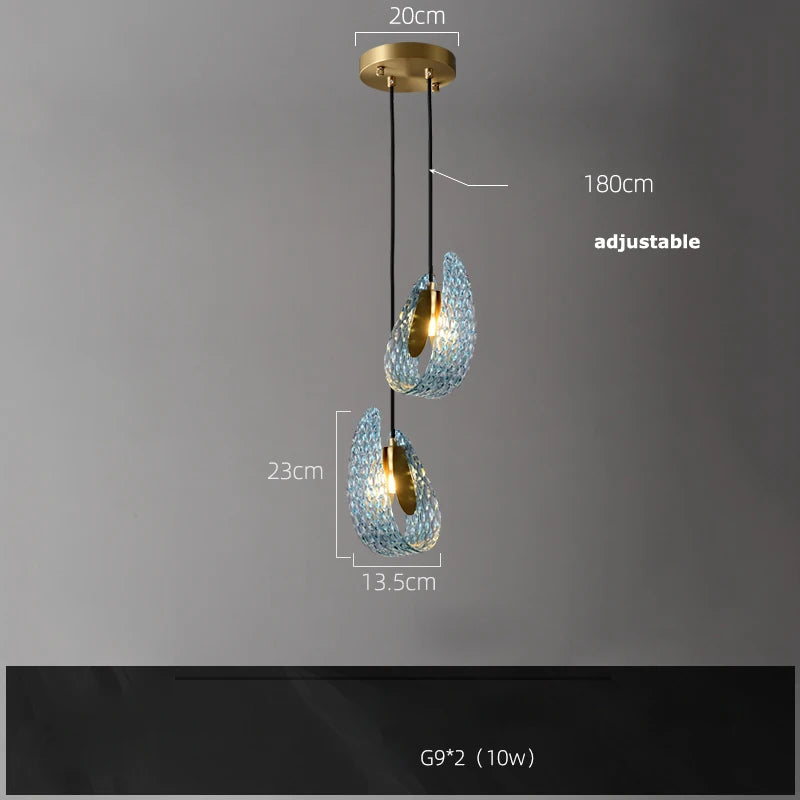 lustre suspendu en verre cristal éclairage moderne pour intérieur