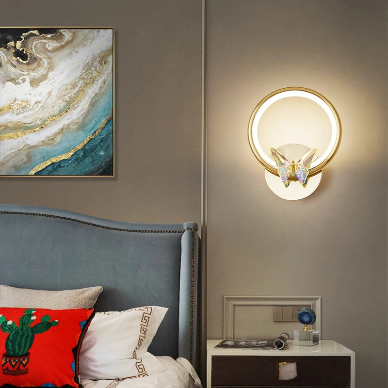 applique murale led papillon en cristal design moderne