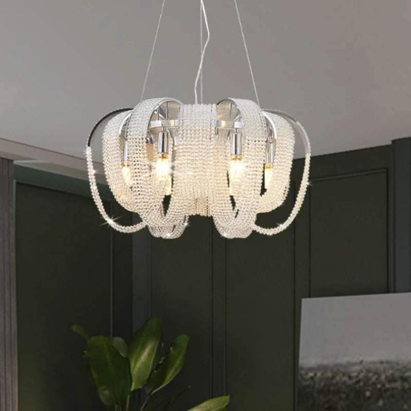 lustre rond en cristal de luxe pour décoration intérieure