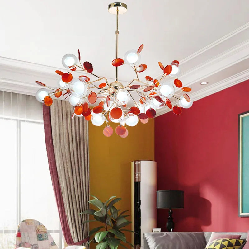 lustre led nordique bulle lumière luciole agate naturel romantique