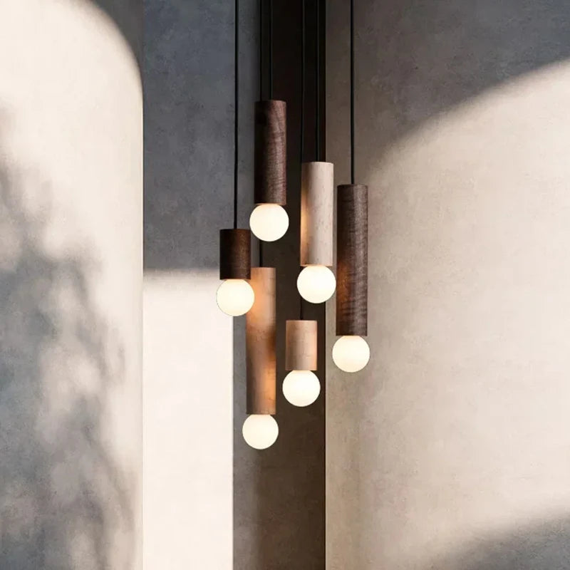 lampe suspendue en bois led décoration simple nordique