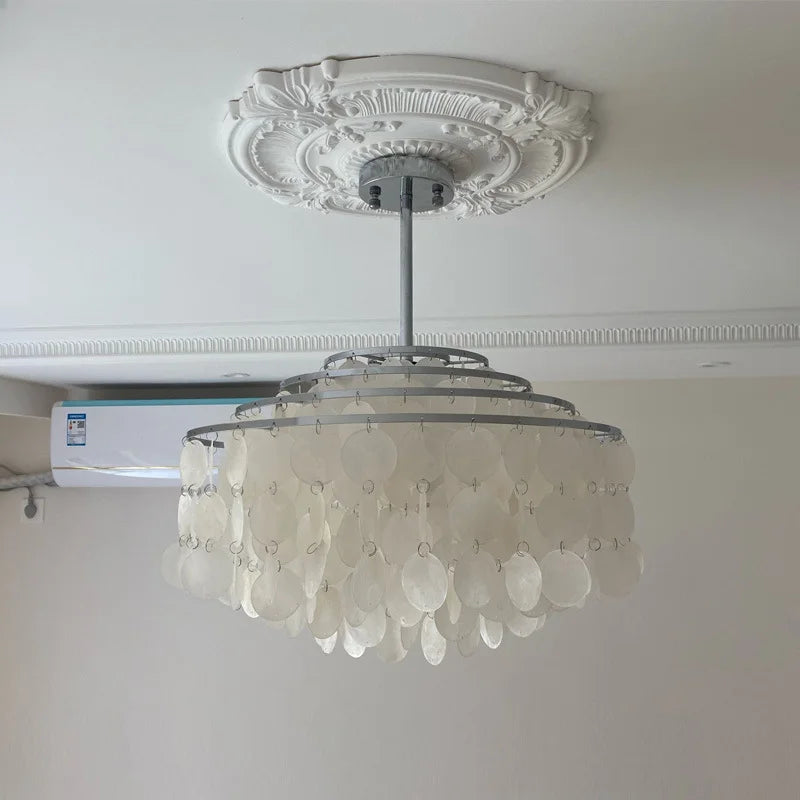 lustre rétro en coquillage pour décoration intérieure moderne