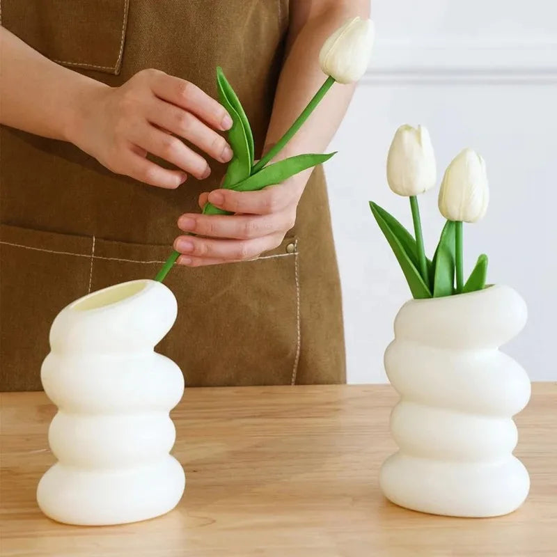 vase en spirale en plastique pour décoration créative de fleurs