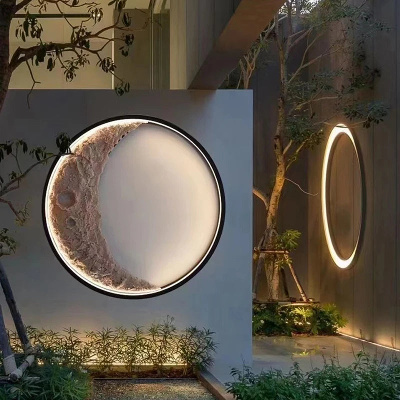 nouvelle applique murale lune led étanche moderne extérieur jardin résine