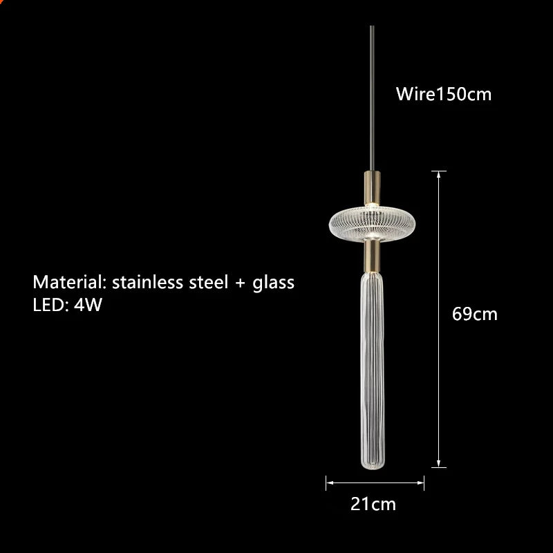 suspension tubes lumineux en verre transparent design nordique réglable